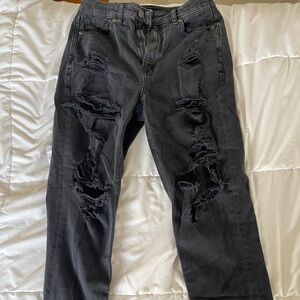 Black Distressed Ripped Jeans